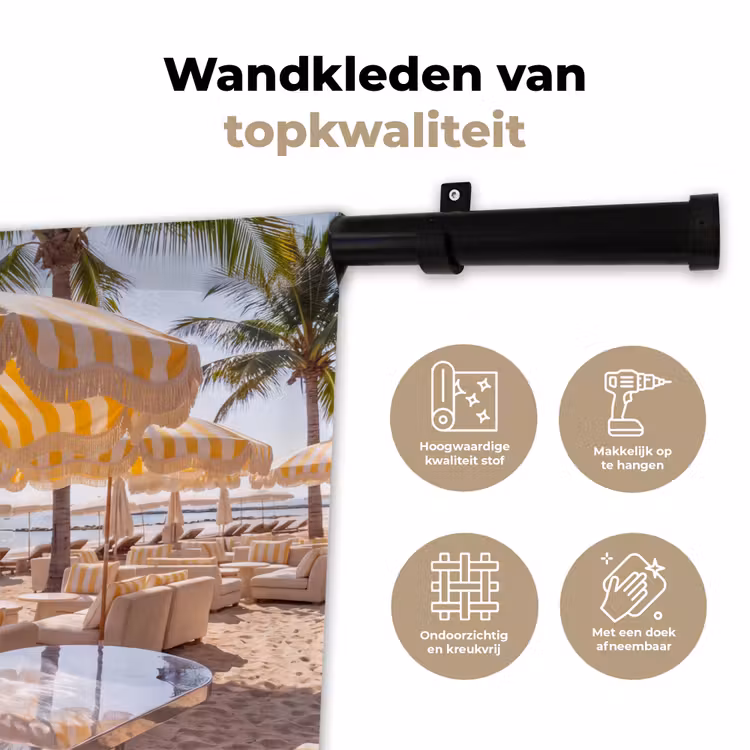 Strand - Ligbedden - Vakantie - Modern - Geel Wandkleed katoen klein -sfeer2