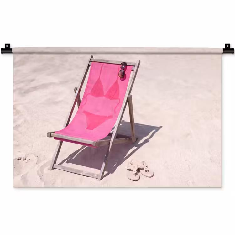 Strand - Ligstoel - Badkleding - Zomer - Roze Wandkleed katoen klein -zz3d
