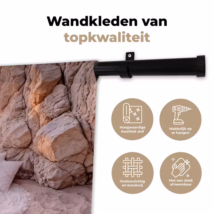 Strand - Picknick - Zonsondergang - Zomer - Natuur Wandkleed katoen klein -sfeer2