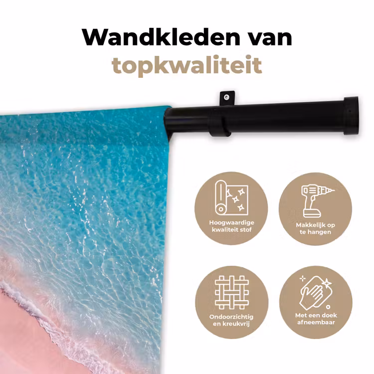 Strand - Roze zand - Zee - Zomer - Natuur Wandkleed katoen klein -sfeer2