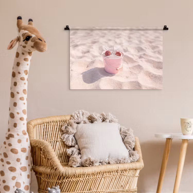 Strand - Schelpen - Zomer - Roze - Decoratie Wandkleed katoen klein -wsfeer5_kind