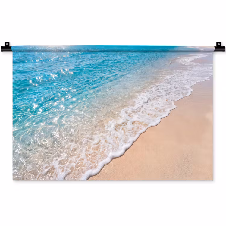 Strand - Water - Natuur - Blauw - Beige Wandkleed katoen klein -zz3d