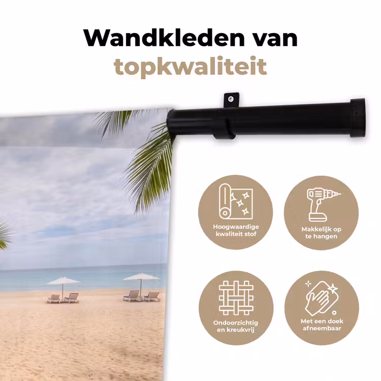 Strand - Wegwijzer - Palmen - Tropisch - Groen Wandkleed katoen klein -sfeer2