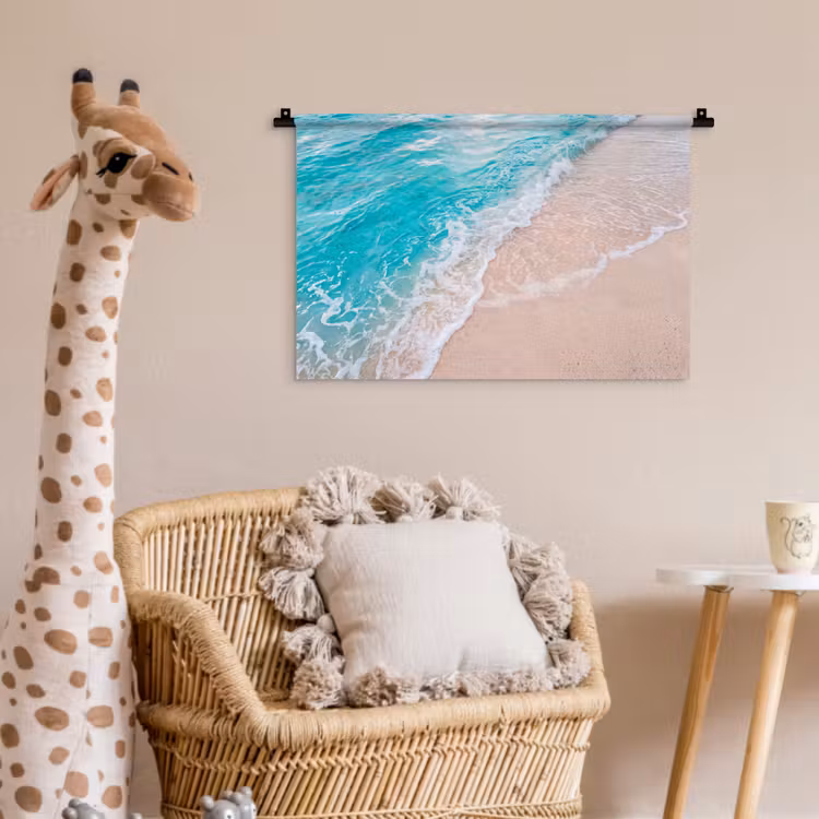 Strand - Zee - Golf - Natuur - Blauw Wandkleed katoen klein -wsfeer5_kind