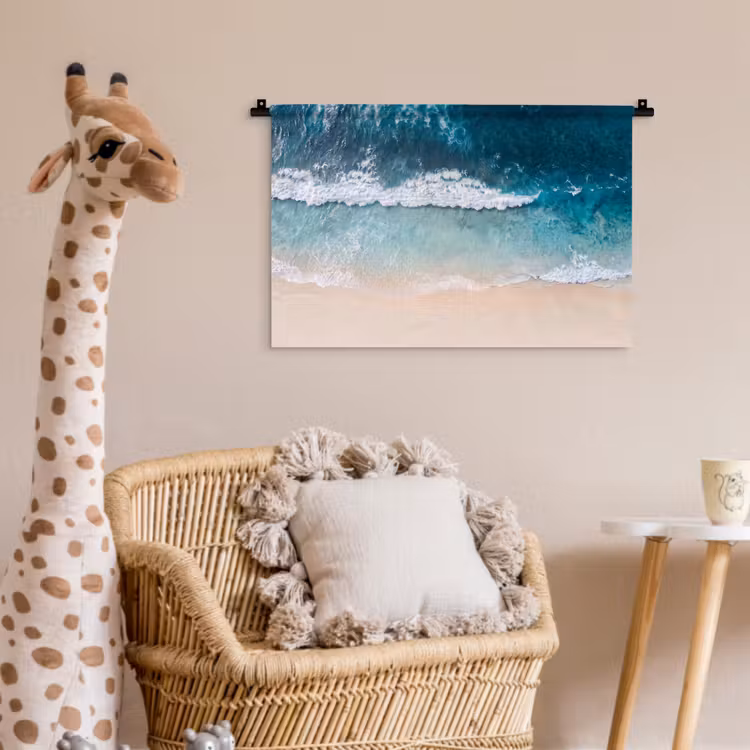 Strand - Zee - Golven - Natuur - Blauw Wandkleed katoen klein -wsfeer5_kind