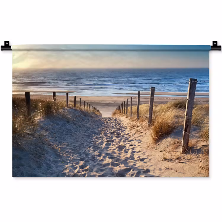 Strand - Zee - Nederland - Duinen - Zon Wandkleed katoen klein -zz3d