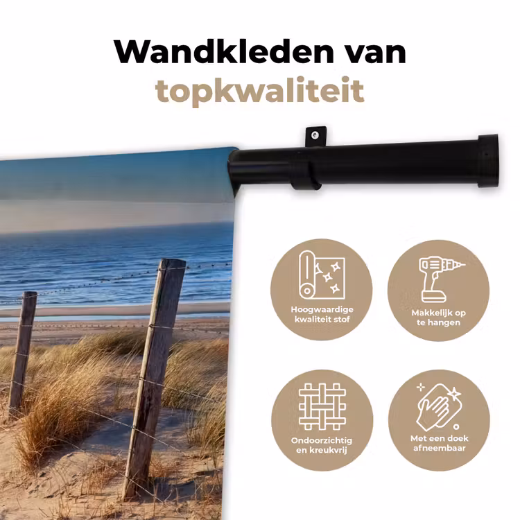 Strand - Zee - Nederland - Duinen - Zon Wandkleed katoen klein -sfeer2