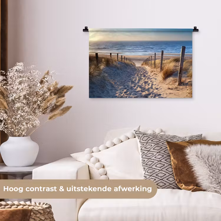 Strand - Zee - Nederland - Duinen - Zon Wandkleed katoen klein -sfeer1