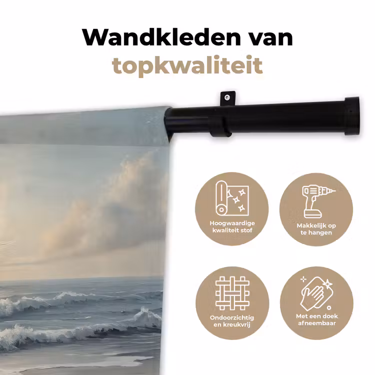 Strand - Zee - Zonsondergang Wandkleed katoen klein -sfeer2