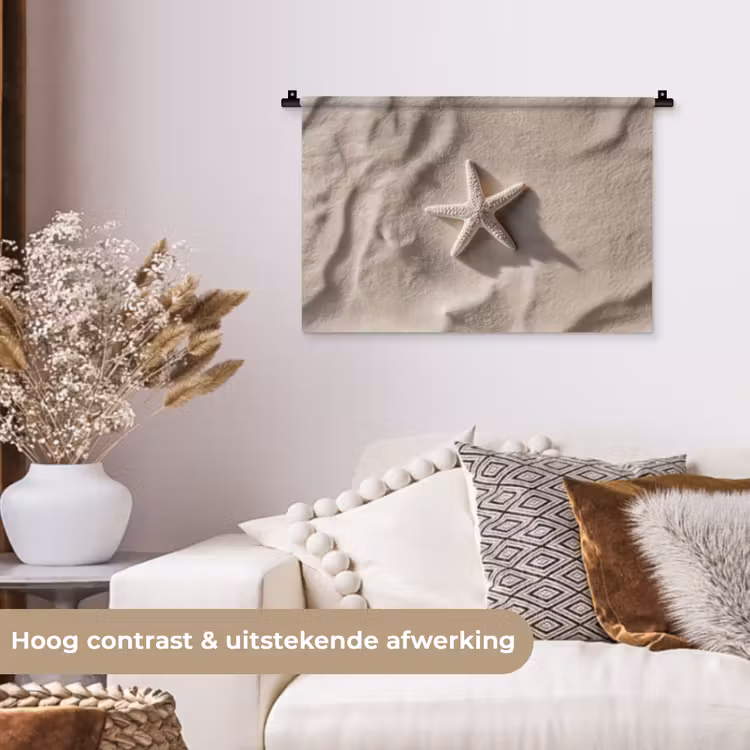 Strand - Zeester - Zand - Beige Wandkleed katoen klein -sfeer1