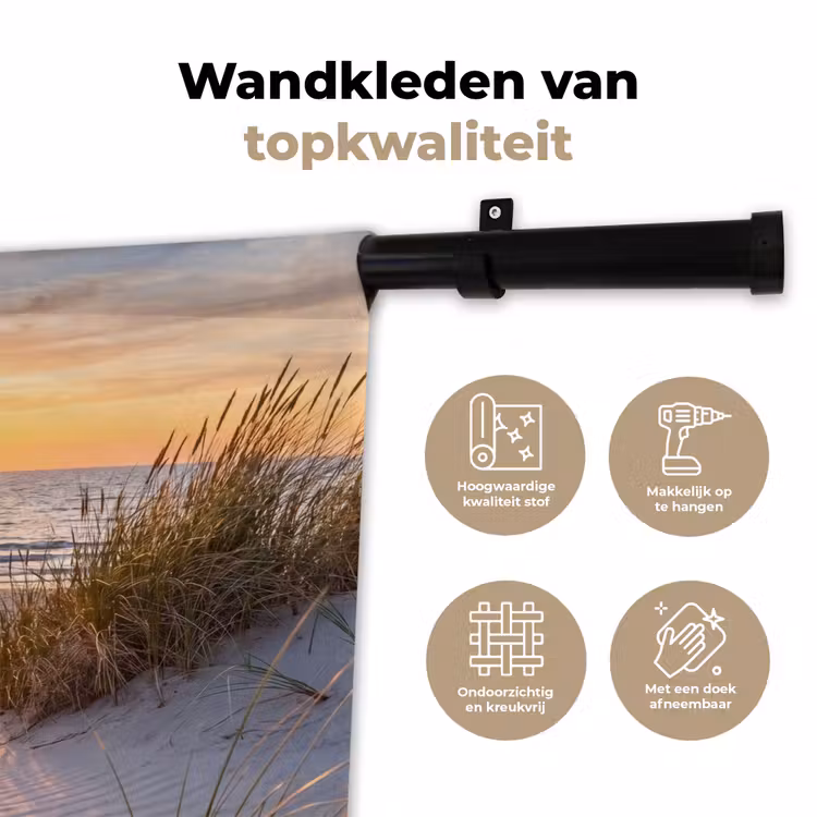 Strand - Zonsondergang - Natuur - Landschap Wandkleed katoen klein -sfeer2