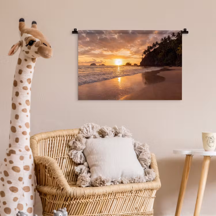 Strand - Zonsondergang - Natuur - Tropisch - Oranje Wandkleed katoen klein -wsfeer5_kind