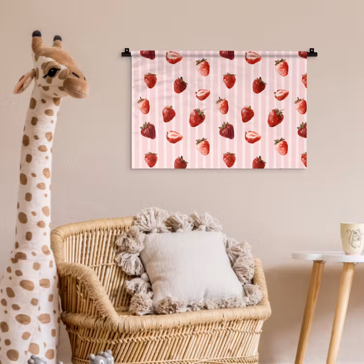 Strepen - Aardbei - Roze Wandkleed katoen klein 269 -wsfeer5_kind