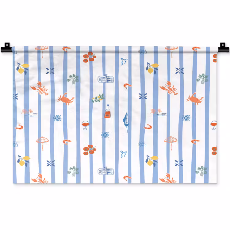 Zee - Sfeer - Strand - Blauw Wandkleed katoen klein 269 -zz3d