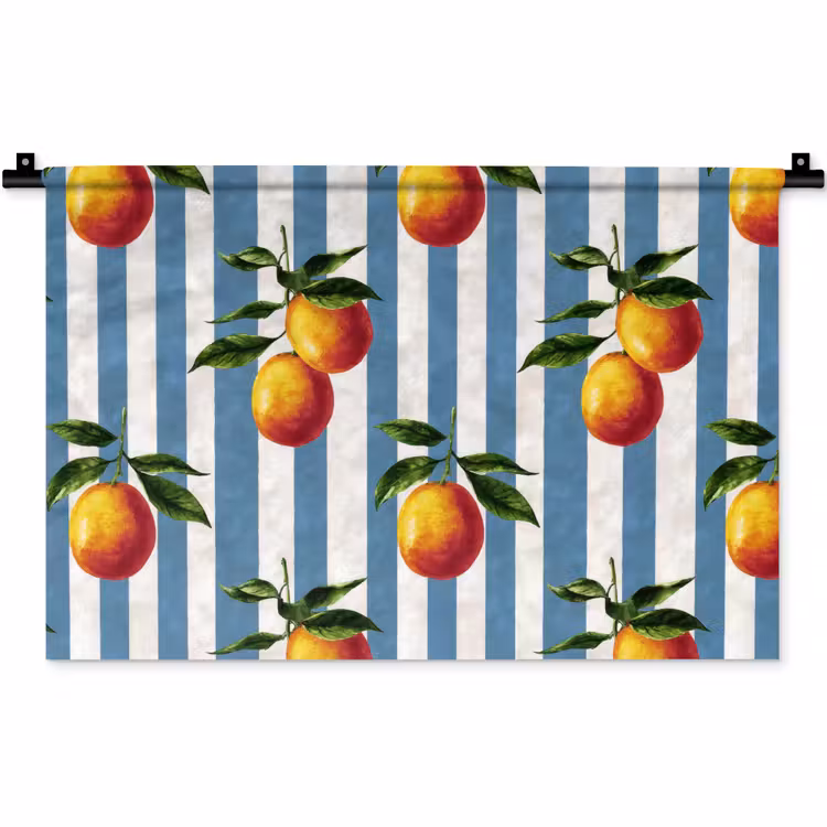 Strepen - Citroen - Blauw Wandkleed katoen klein 269 -zz3d