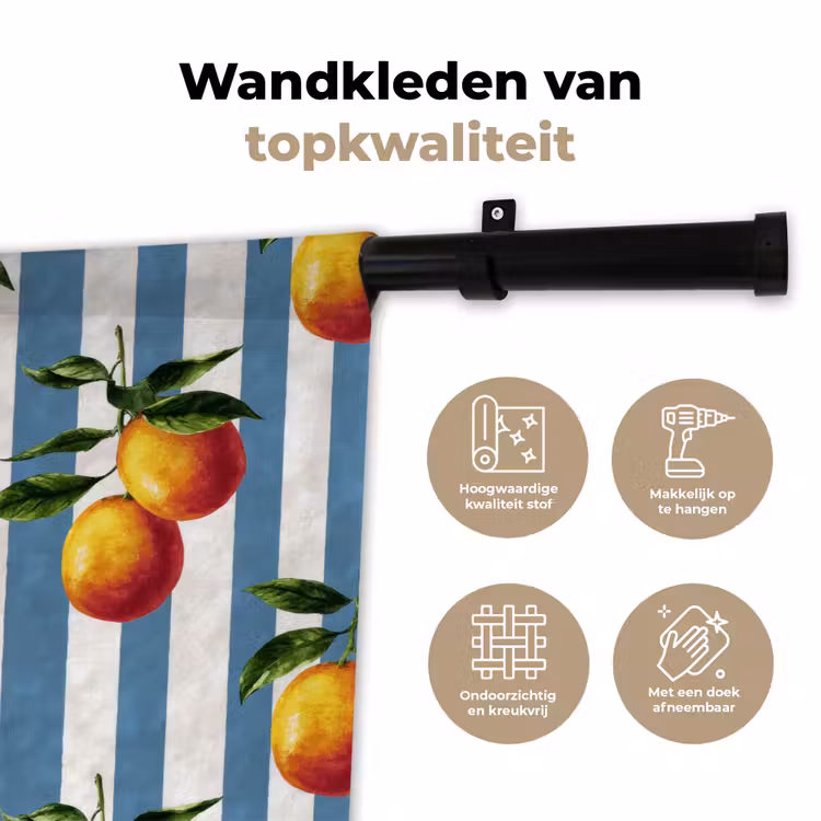 Strepen - Citroen - Blauw Wandkleed katoen klein 269 -sfeer2