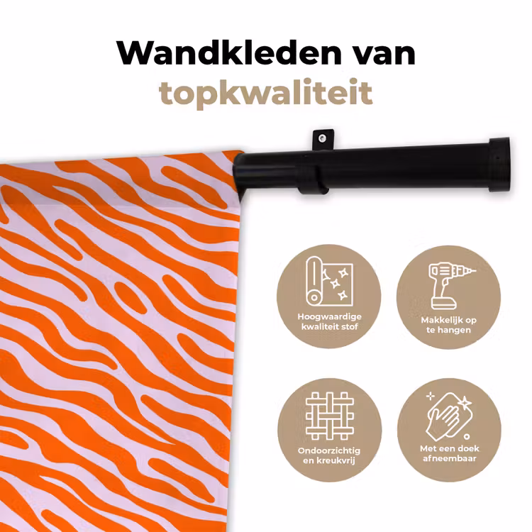 Strepen - Dynamisch - Oranje Wandkleed katoen klein 269 -sfeer2