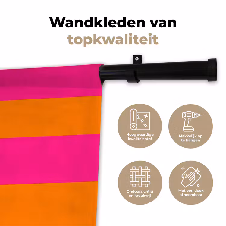 Strepen - Horizontaal - Roze Wandkleed katoen klein 269 -sfeer2
