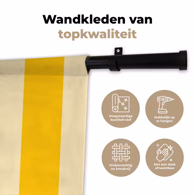 Strepen - Klassiek - Geel Wandkleed katoen klein 269 -sfeer2