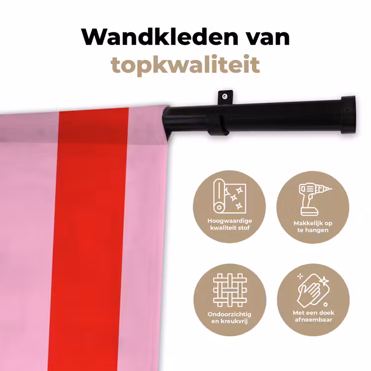 Strepen - Klassiek - Roze Wandkleed katoen klein 269 -sfeer2