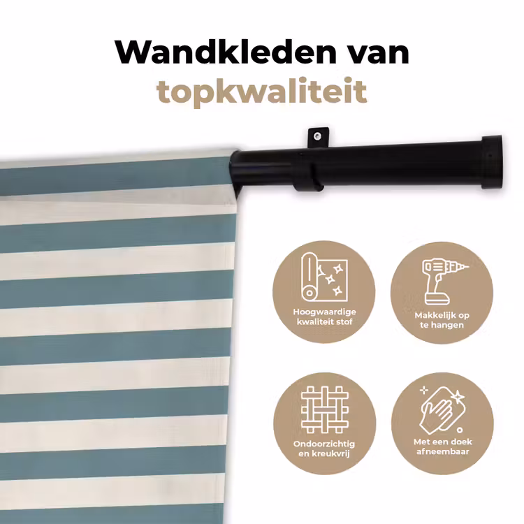 Strepen - Modern - Blauw Wandkleed katoen klein 269 -sfeer2