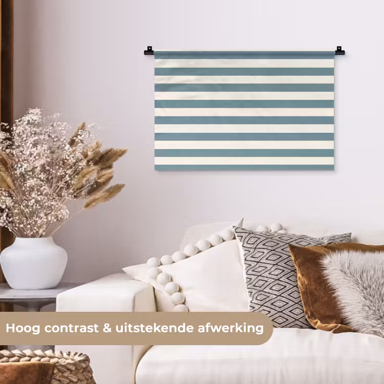 Strepen - Modern - Blauw Wandkleed katoen klein 269 -sfeer1