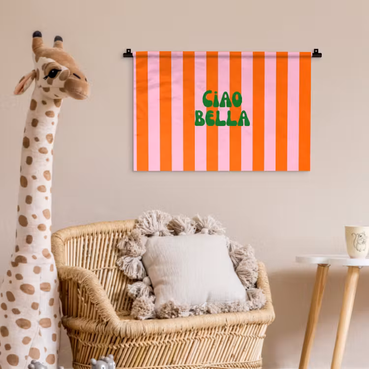 Strepen - Oranje - Verticaal - Ciao bella Wandkleed katoen klein -wsfeer5_kind