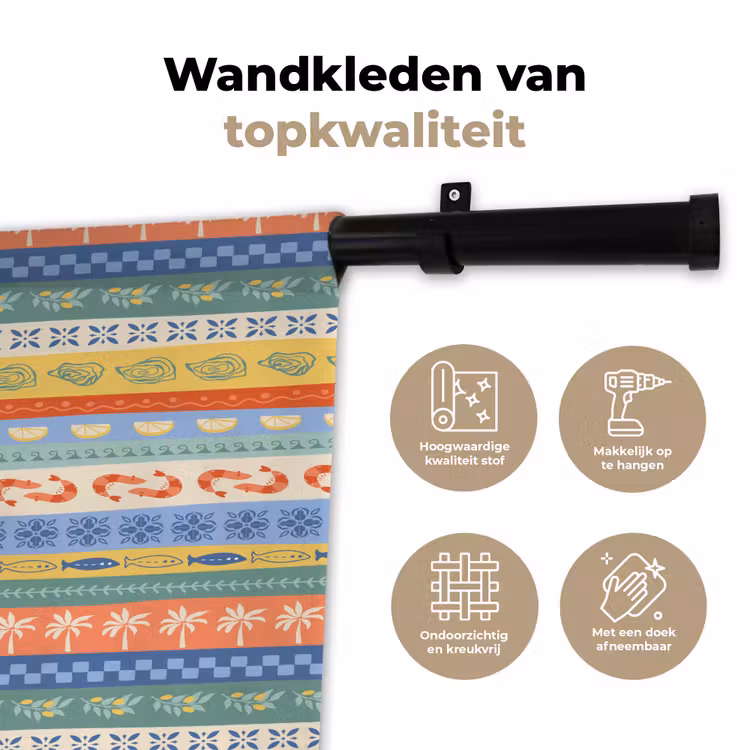Zee - Sfeer - Oester - Garnaal Wandkleed katoen klein 269 -sfeer2