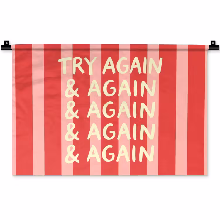 Strepen - Rood - Try again Wandkleed katoen klein -zz3d