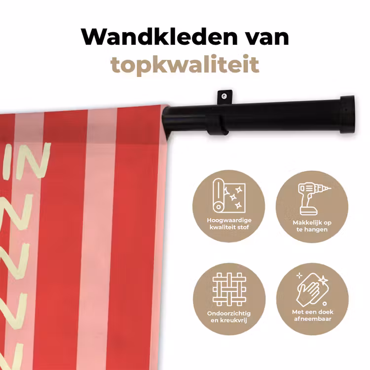 Strepen - Rood - Try again Wandkleed katoen klein -sfeer2