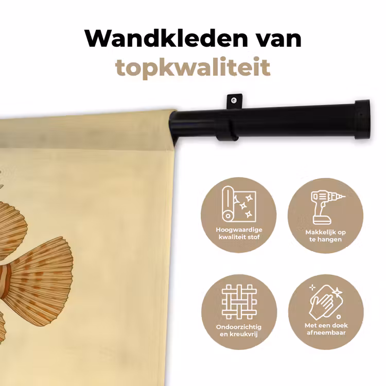 Strepen - Vis - Rond - Stekels Wandkleed katoen klein -sfeer2