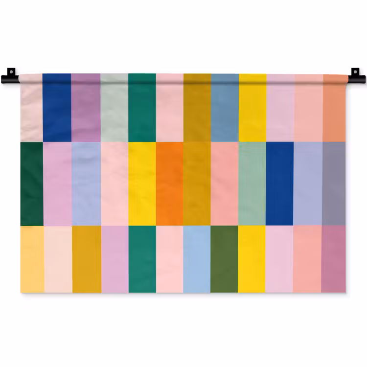 Stroken - Blauw - Patroon - Abstract Wandkleed katoen klein -zz3d