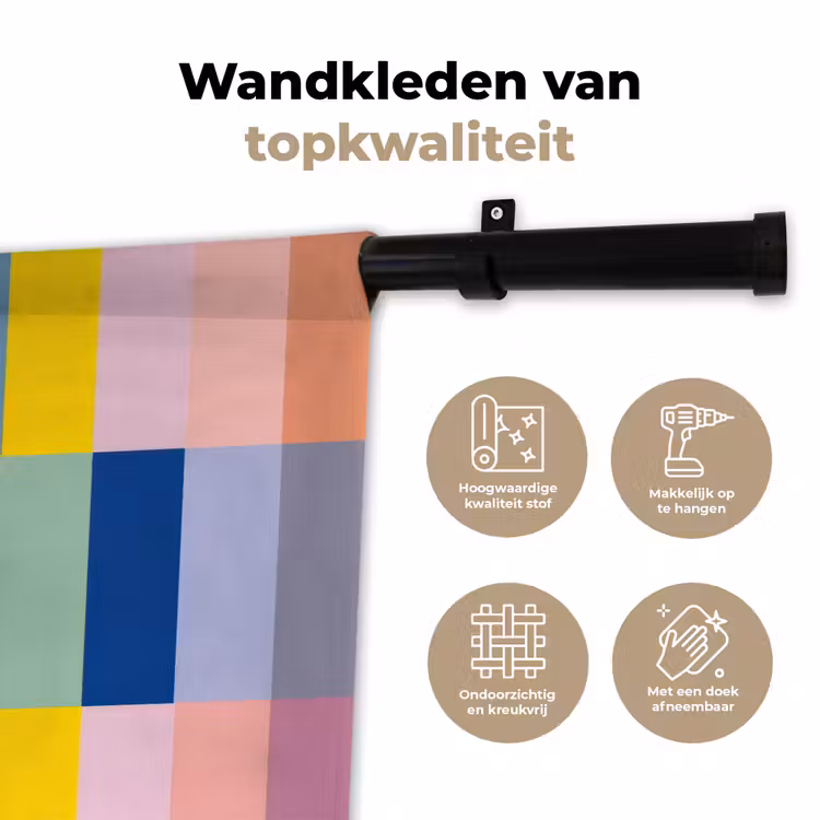 Stroken - Blauw - Patroon - Abstract Wandkleed katoen klein -sfeer2