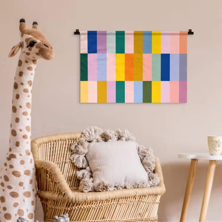 Stroken - Blauw - Patroon - Abstract Wandkleed katoen klein -wsfeer5_kind