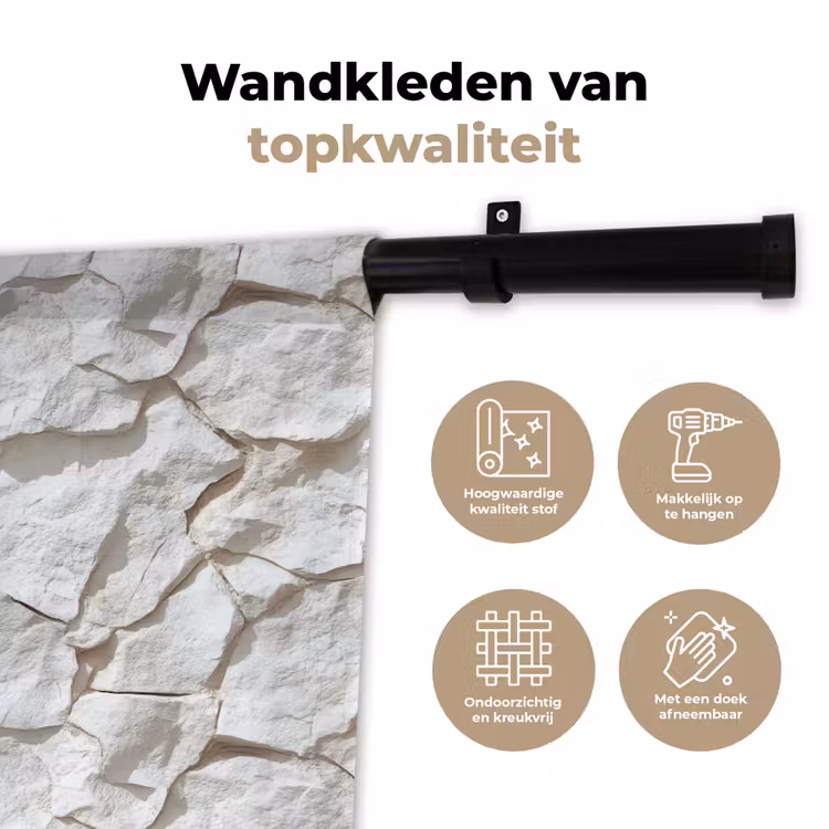 Structuur - Rots - Wit Wandkleed katoen klein 269 -sfeer2