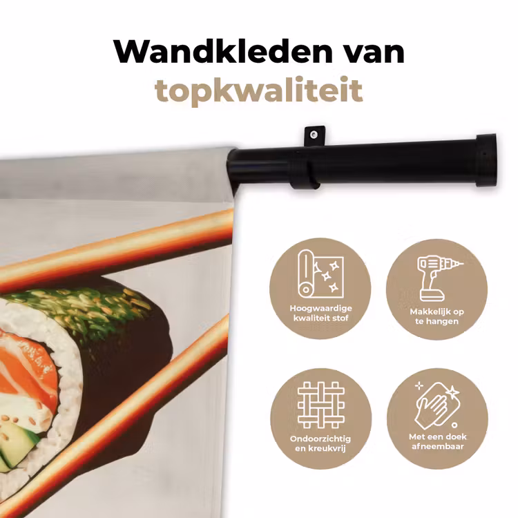 Sushi - Zalm - Rijst - Japans Wandkleed katoen klein -sfeer2
