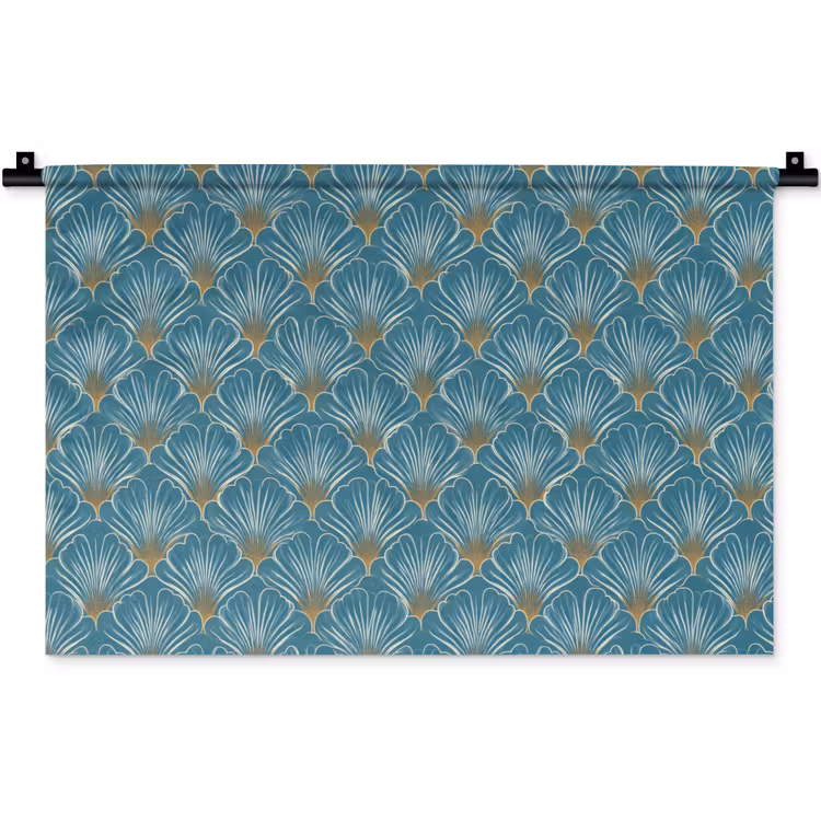 Symmetrisch - Patroon - Blauw Wandkleed katoen klein 269 -zz3d