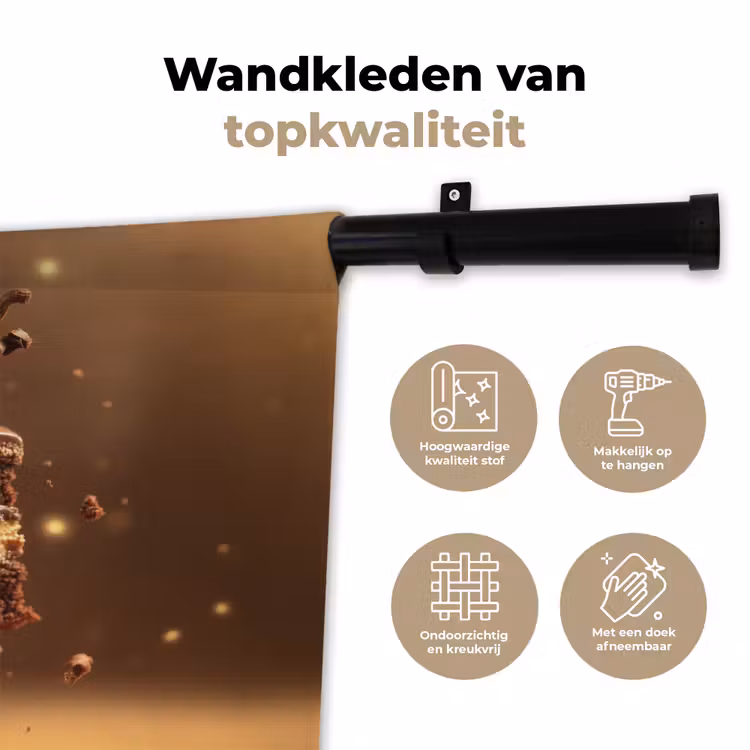 Taart - Chocolade - Eten - Brownie Wandkleed katoen klein -sfeer2