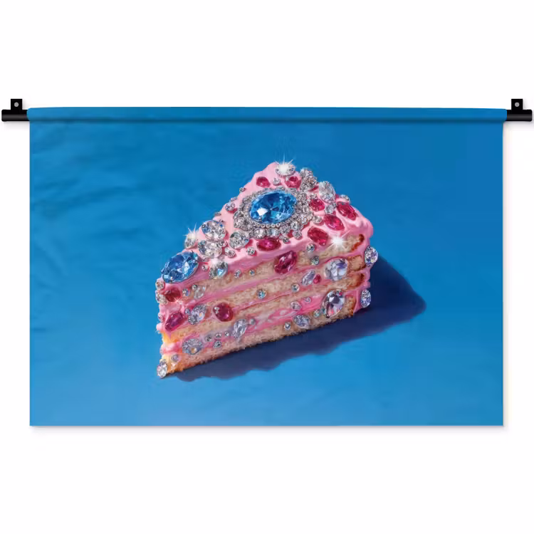 Taart - Edelstenen - Glitters - Roze Wandkleed katoen klein -zz3d