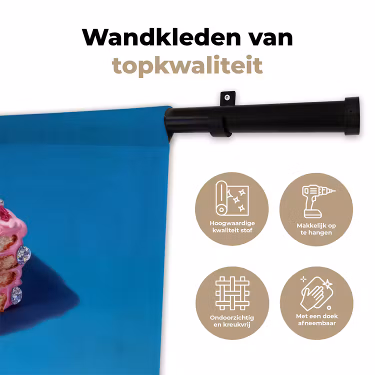 Taart - Edelstenen - Glitters - Roze Wandkleed katoen klein -sfeer2