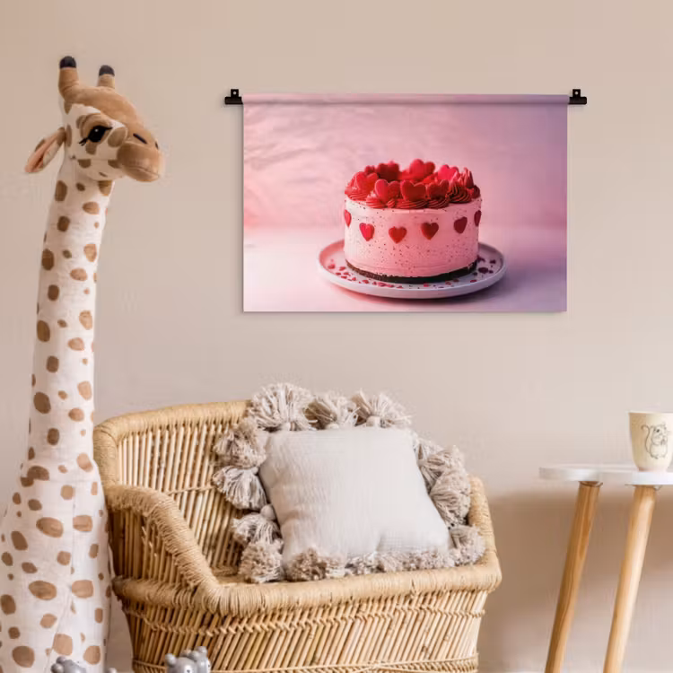 Taart - Hart - Roze Wandkleed katoen klein -wsfeer5_kind
