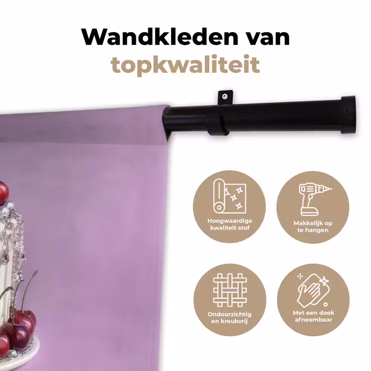 Taart - Kersen - Juwelen - Rood Wandkleed katoen klein -sfeer2