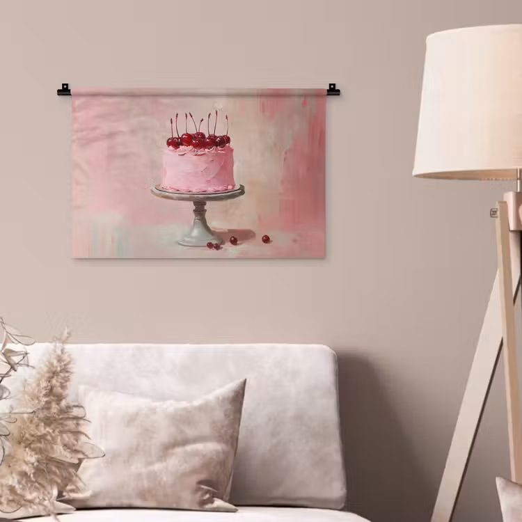 Taart - Pink - Cherry Wandkleed katoen klein -sfeer4