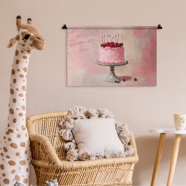 Taart - Pink - Cherry Wandkleed katoen klein -wsfeer5_kind