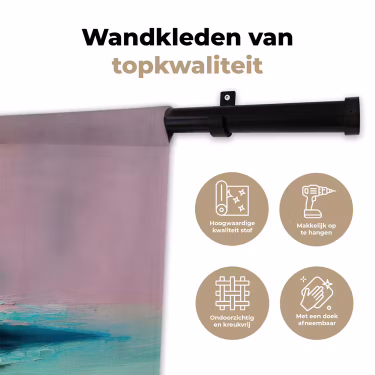 Taartje - Aardbeien - Glazuur - Kleurrijk Wandkleed katoen klein -sfeer2