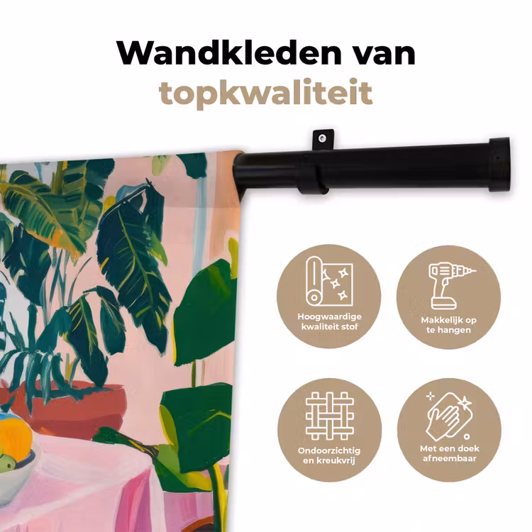Tafel - Wijn - Fruit Wandkleed katoen klein -sfeer2