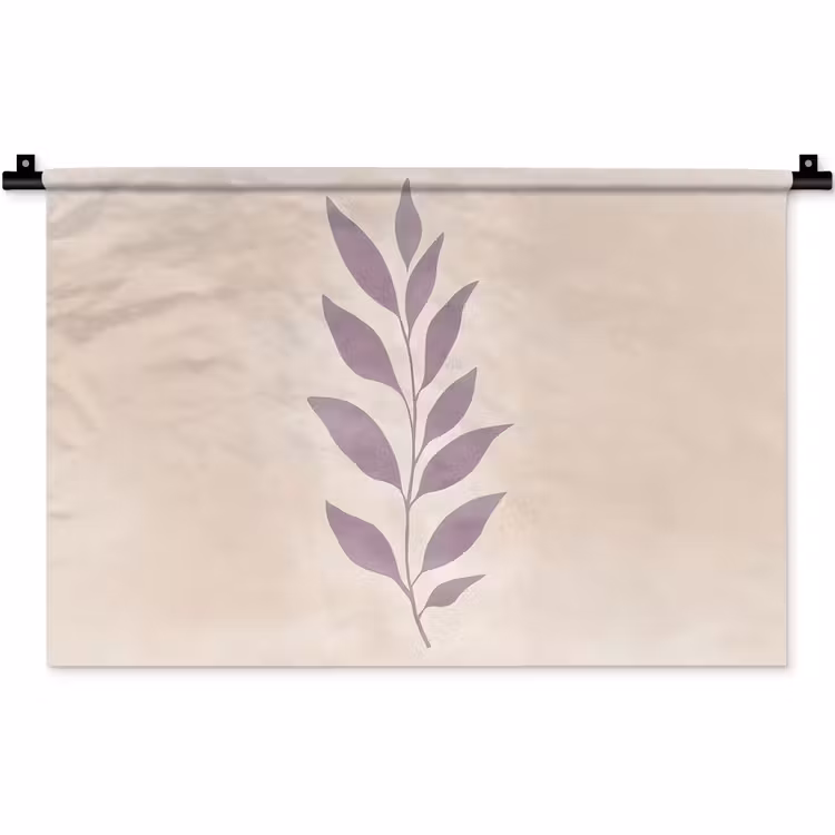 Tak - Bladeren - Minimalistisch - Beige Wandkleed katoen klein -zz3d