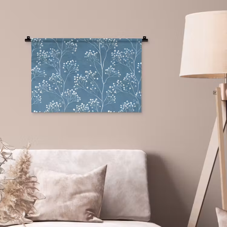 Takken - Bessen - Patroon - Lichtblauw Wandkleed katoen klein 269 -sfeer4