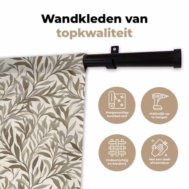 Takken - Botanisch - Taupe Wandkleed katoen klein 269 -sfeer2