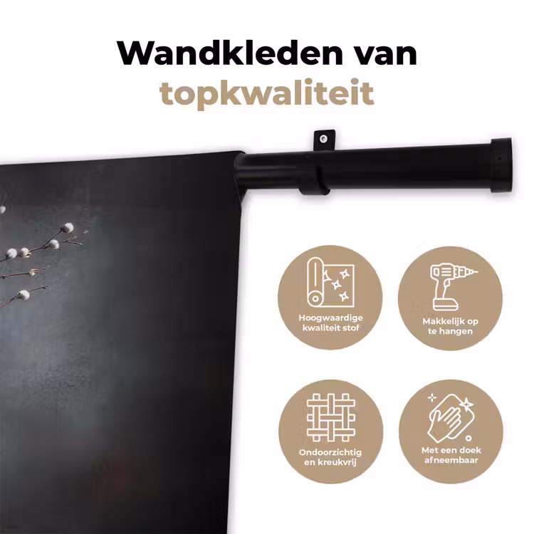 Takken - Vaas - Bolletjes - Wit Wandkleed katoen klein -sfeer2